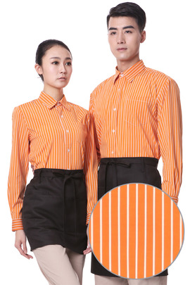 오렌지 스트라이프 스판 긴팔셔츠(공용)