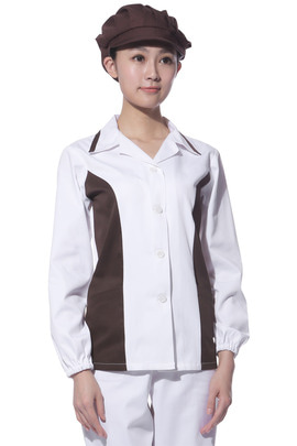 WW08CO 여성용 커피 백 카라 고무줄 긴팔위생복 (상의,20수 톡톡한 원단 속옷안비침)