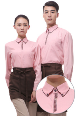 핑크 스판 체크포인트 긴팔셔츠(공용) YU13PI