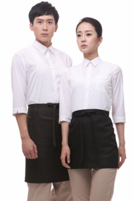 백색 스판 칠부셔츠(공용) YU04-7WW